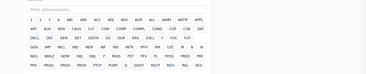 The Leipzig abbreviations quick-select panel